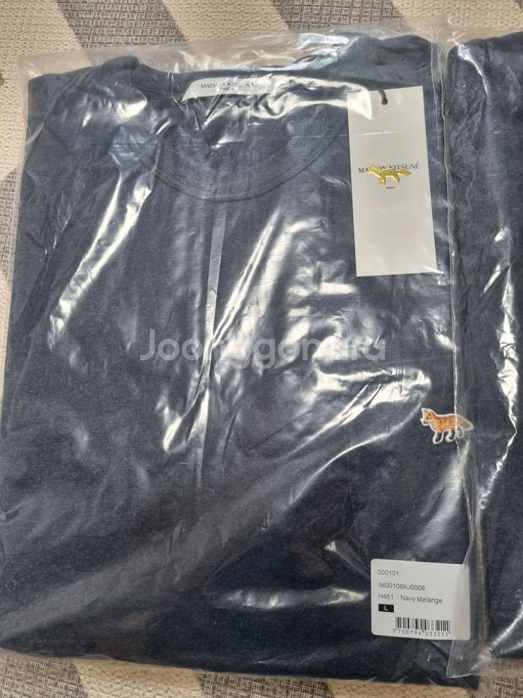 메종키츠네 베이비폭스 멜란지 네이비 반팔--2