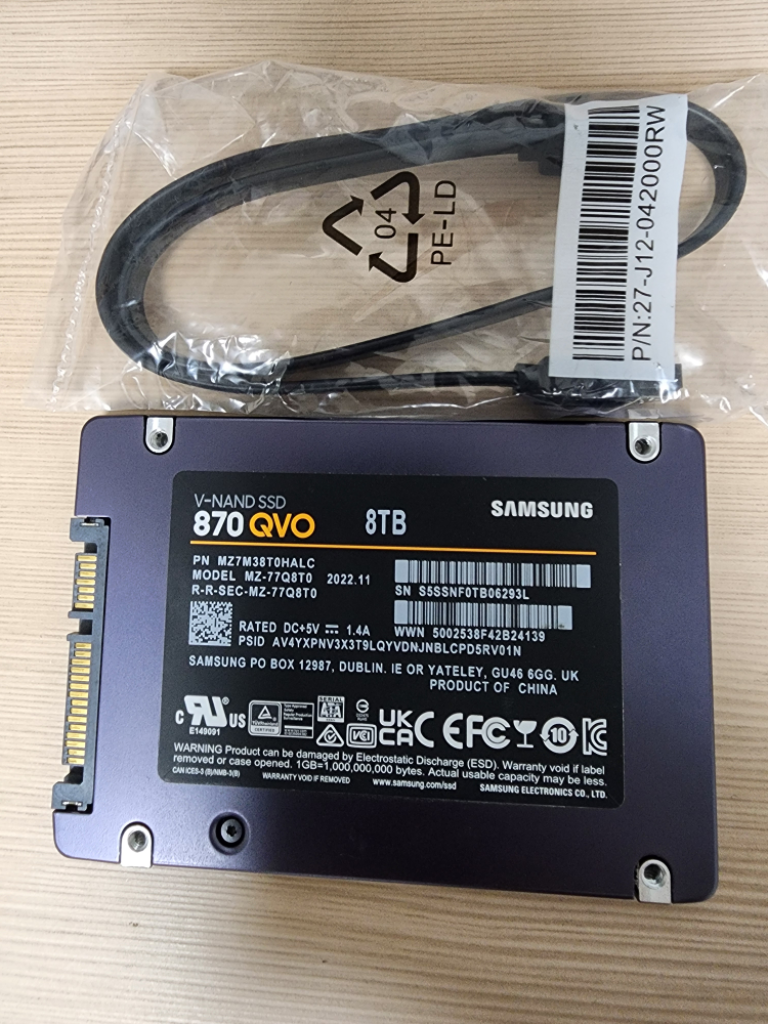 삼성 SSD 870 QVO 8TB(테라/원도우10 문서