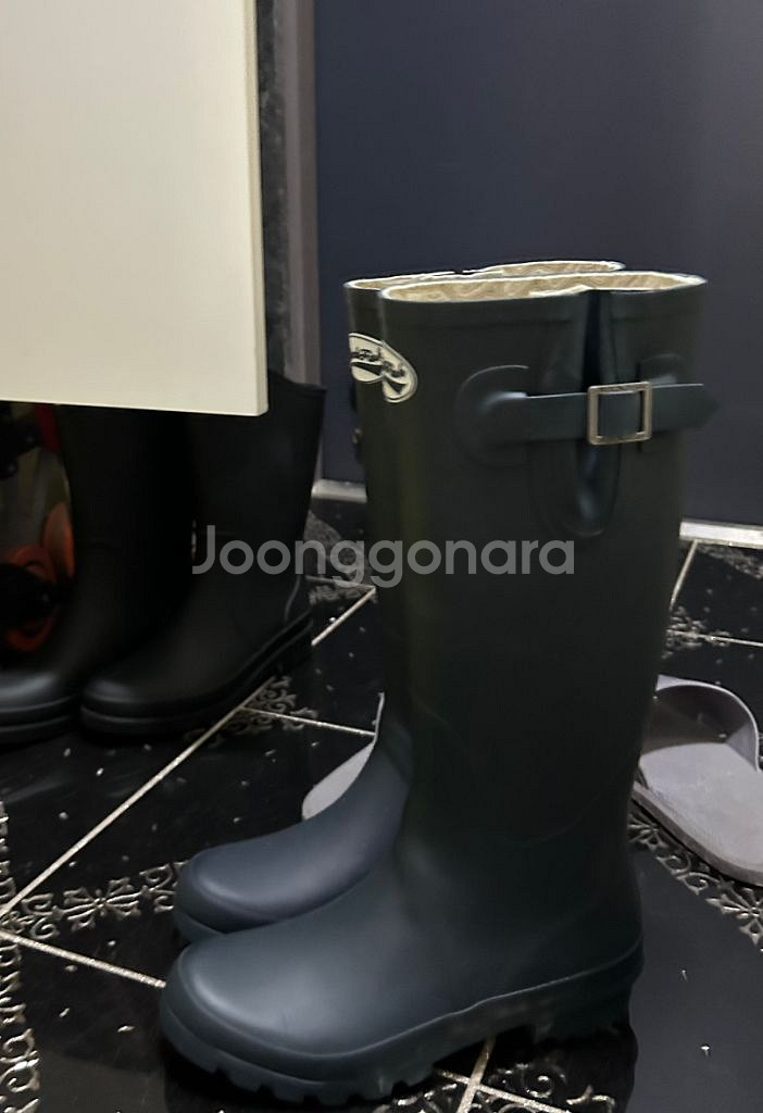 택포)락피쉬 오리지널 롱 레인부츠 240 네이비 1회착--1