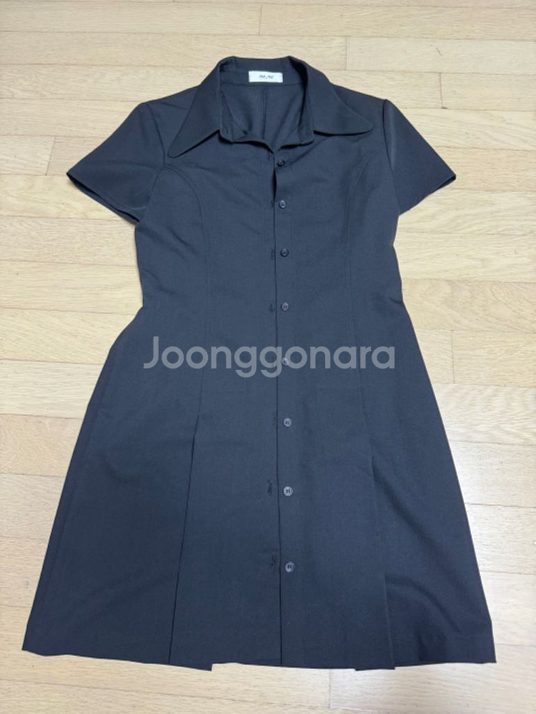 블랙 넥카라 셔츠 원피스 (택포가격)--1