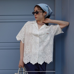 프리터 셔츠 flowery lace shirts M