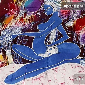 컬러풀한 남방 미녀의 대형 추상화 그림(바틱화)