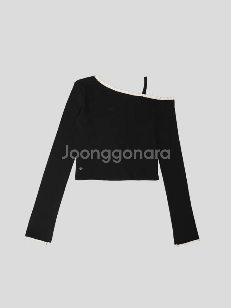라브레 레이스 원숄더 탑 블랙--1