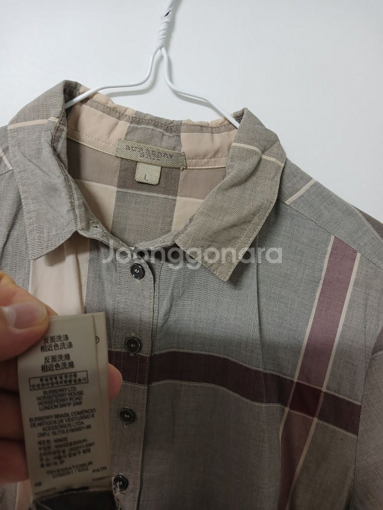 명품 여성 버버리 반팔 롱 체크셔츠 (스판95)--6