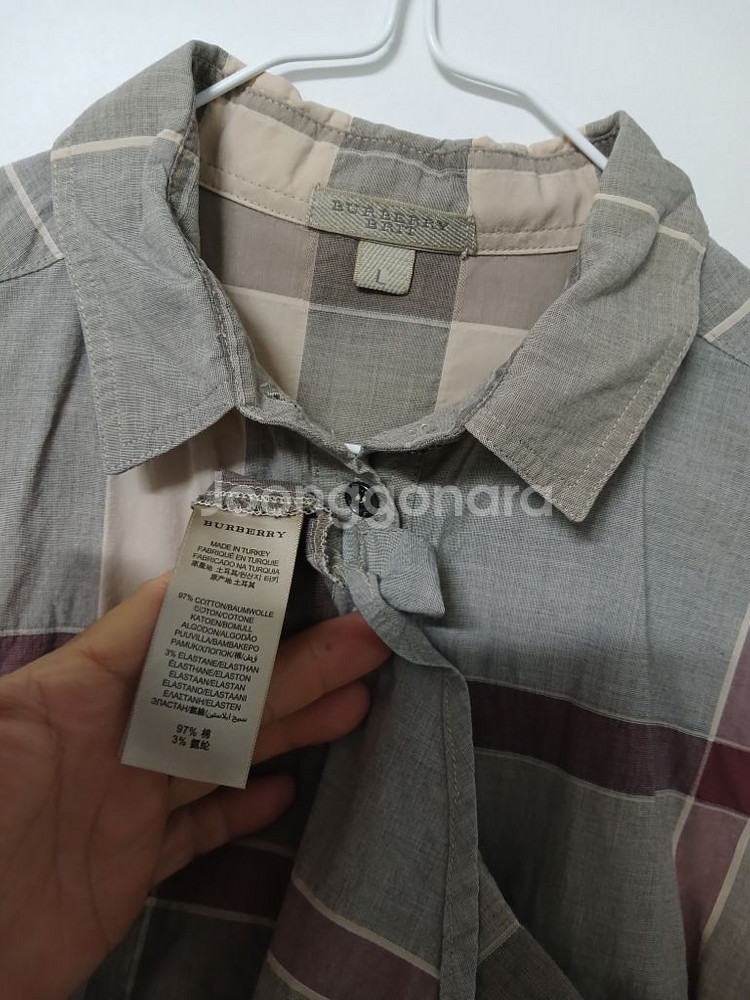 명품 여성 버버리 반팔 롱 체크셔츠 (스판95)--4