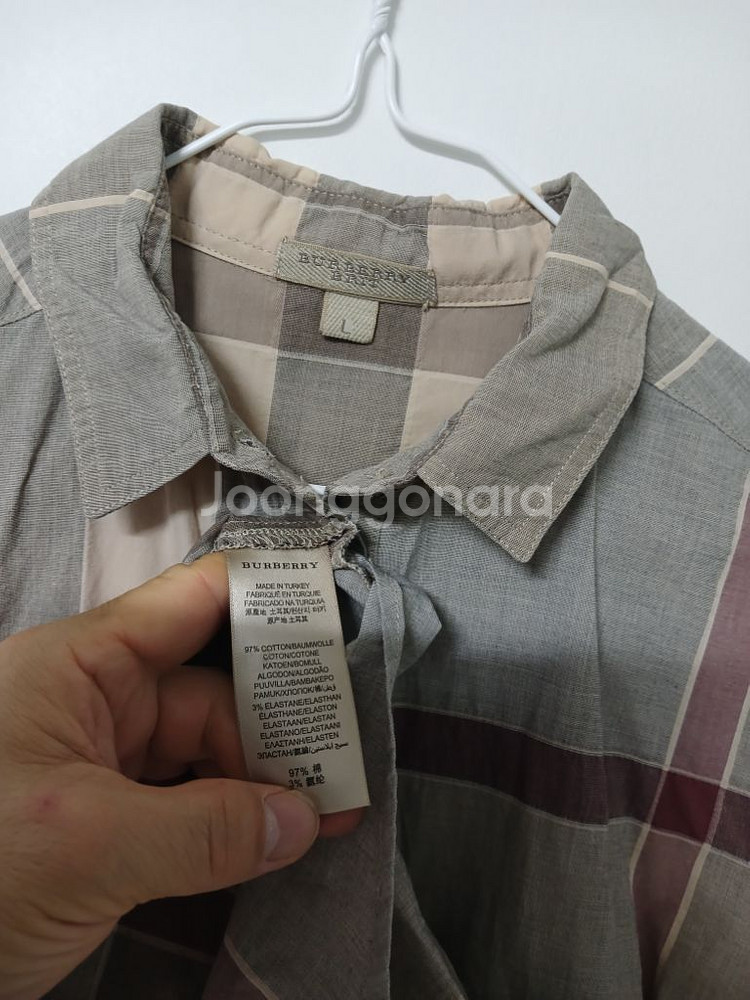 명품 여성 버버리 반팔 롱 체크셔츠 (스판95)--3
