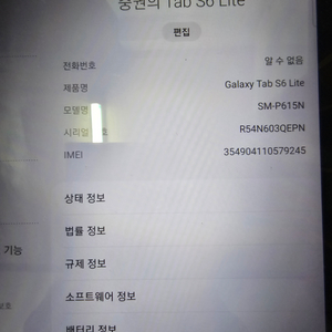 갤럭시탭 s6 lite. lte버전