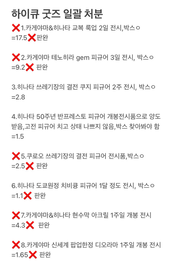 하이큐 굿즈 일괄 처분 카게야마 히나타 교복 룩업--0