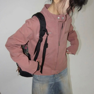 (급전할인T.T)김아홉 러블리 핑크 바이커 자켓