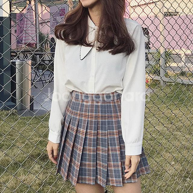 그레이 체크 테니스 스커트 치마--1