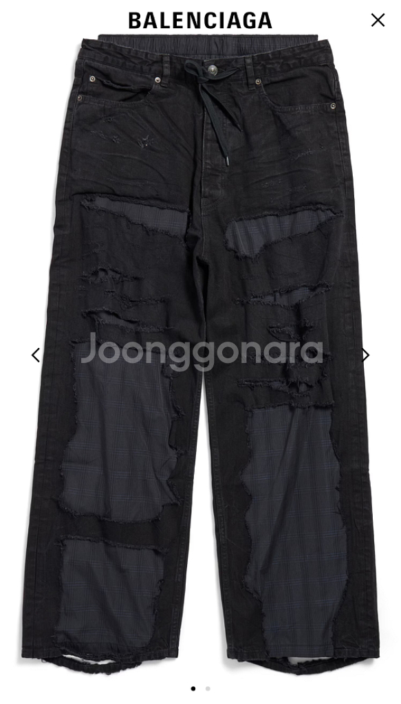 [XS] 발렌시아가 패치워크 파자마 팬츠 새상품--1