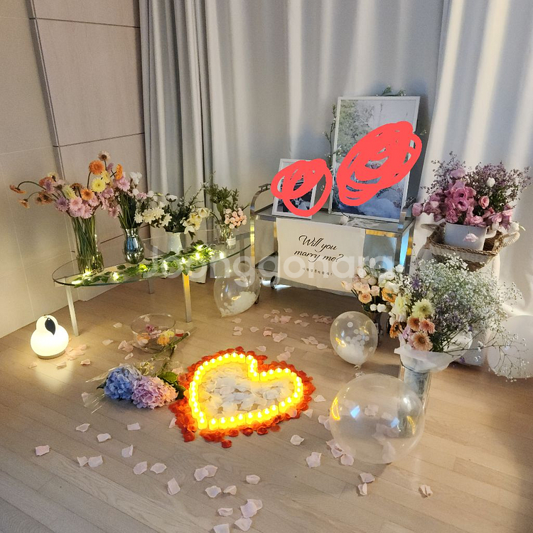프로포즈 용품 판매 (led전구,꽃잎,가랜드,플랜카드)--6