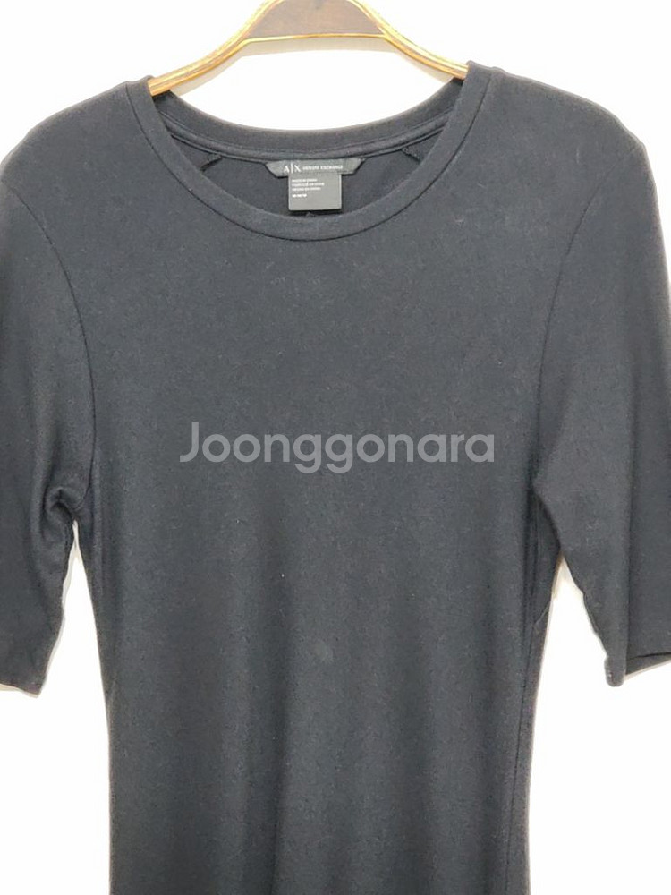 (M) 아르마니 롱원피스 블랙 반팔 스판 비스코스--1