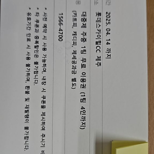 롯데스카이힐스cc 제주 1팀(4인) 무료이용권