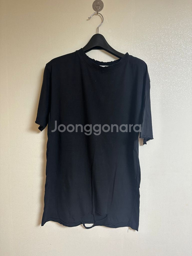 빈티지 디테일 오버핏 블랙 반팔티셔츠--0