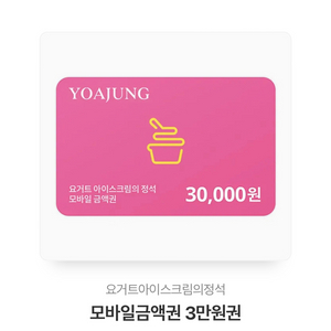 요아정 요거트아이스크림의정식 30,000원 3만원 1매