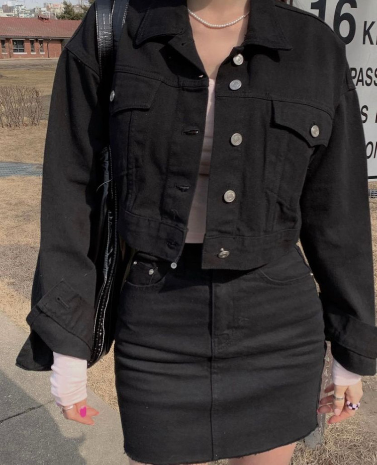 페일제이드 파인체리 코튼데님자켓 블랙 이미지