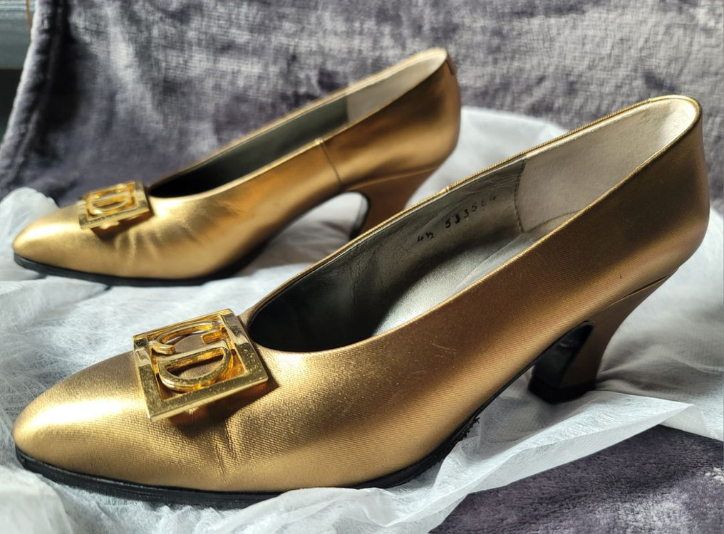 디올 힐 CD빅로고 브론즈 슈즈 구두--4