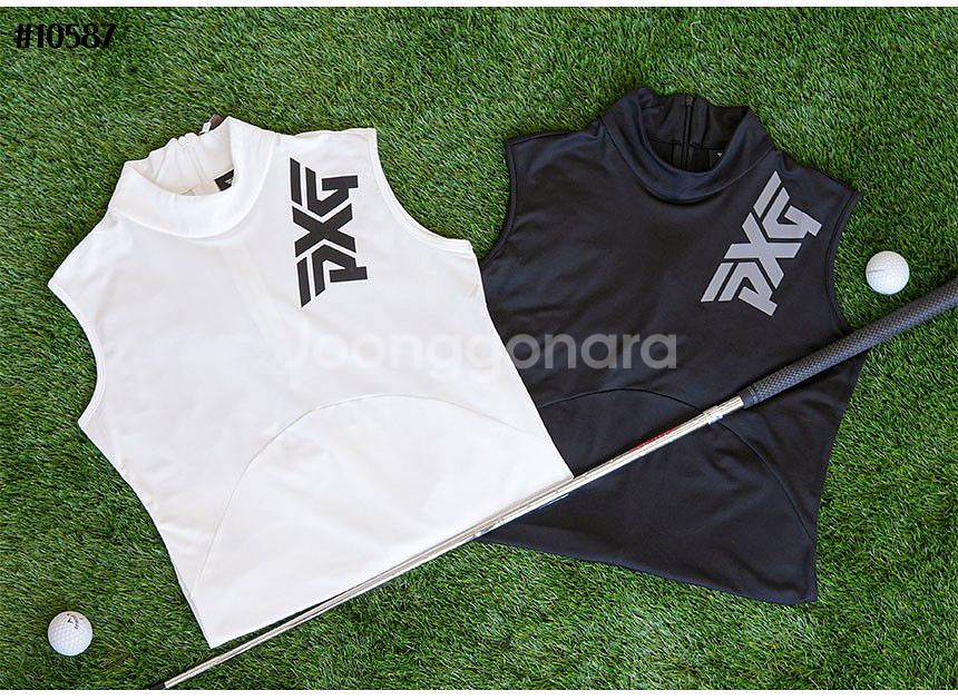 PXG 여성 어깨 사선 로고 슬리브셔츠--2