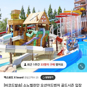 천안 소노벨 워터파크 대인권 3매/구명조끼 포함