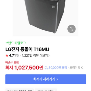 LG전자 통돌이 세탁기 T16MU 급처