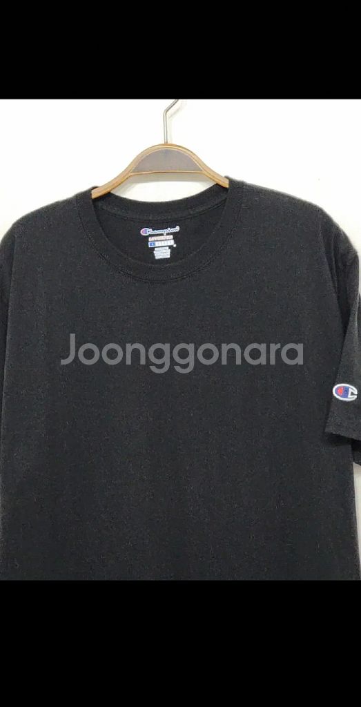 (M) 챔피온 반팔티 블랙 무지 챔피언 면티셔츠--1