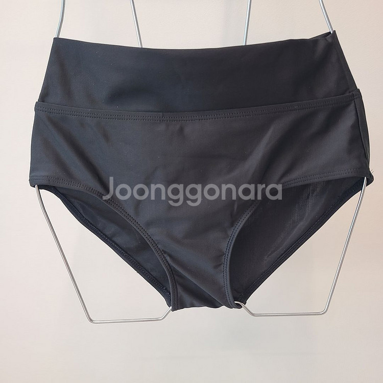 체크 배색 하이웨스트 투피스 비키니 수영복--5