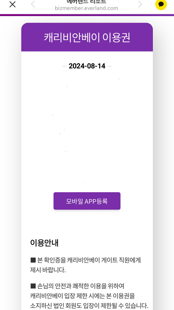 캐리비안베이 8월14일 티켓 판매합니다--0