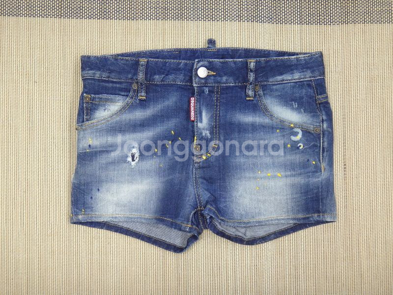 (38) 디스퀘어드2 페인팅 가죽패치 데님 반바지--2
