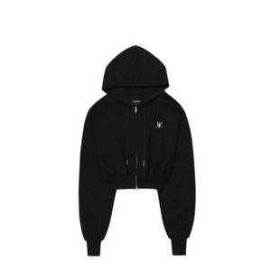 우알롱 Signature crop hood zip-up