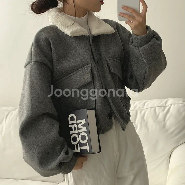 슬로우 카라 양털 자켓--1