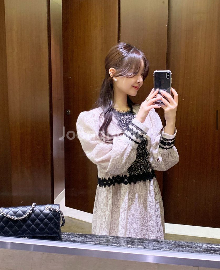 바이씨니 탑레이스 원피스 (베이지 키작녀)--3