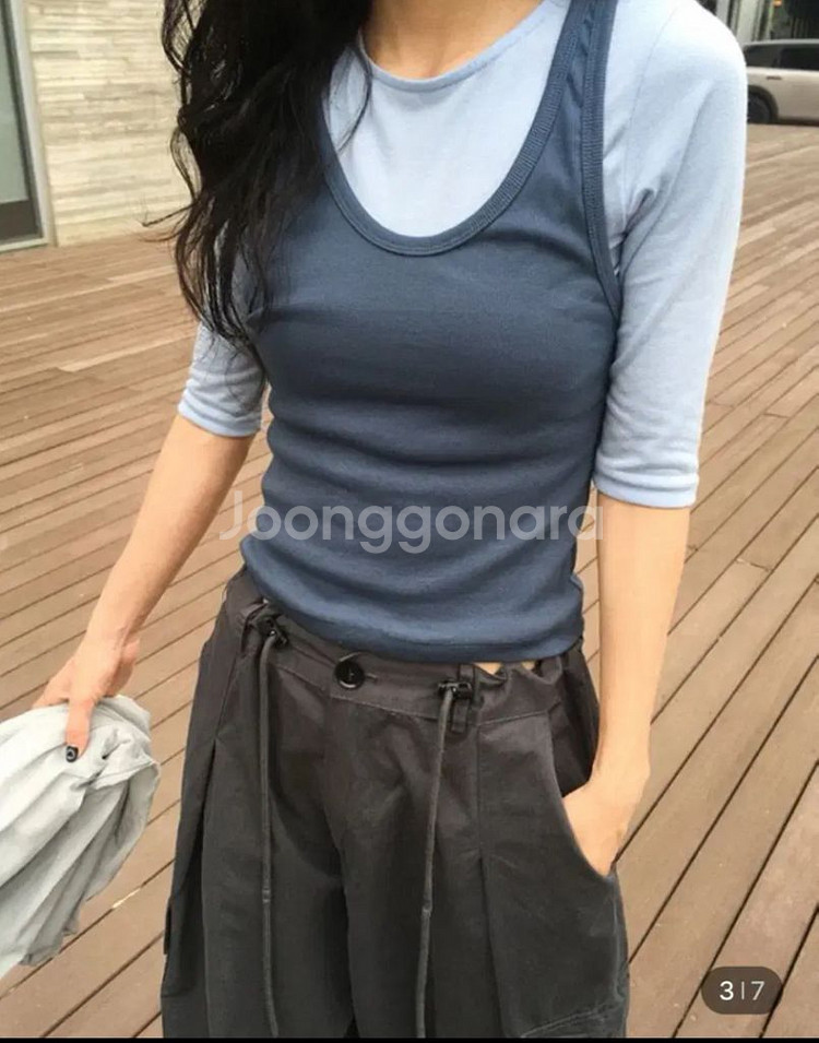 새상품) 나시슬리브리스 티셔츠 레이어드 코디--0