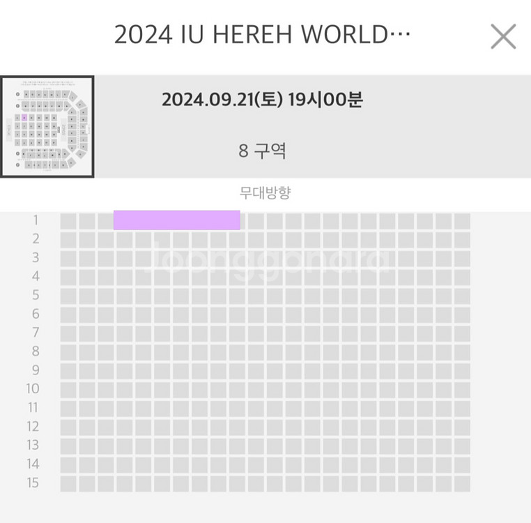 아이유 콘서트 vip 8구역 1열--0