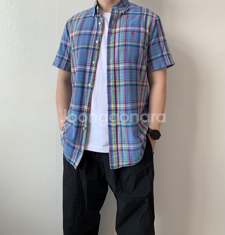 [M] 폴로 반팔 체크 빈티지 셔츠--4