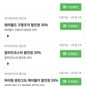 하이원 워터파크 종일권 2매