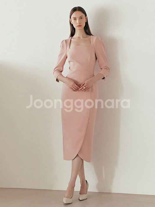 비에유바이브라이드앤유 아멜리아 스퀘어넥 튤립스커트 드레--2