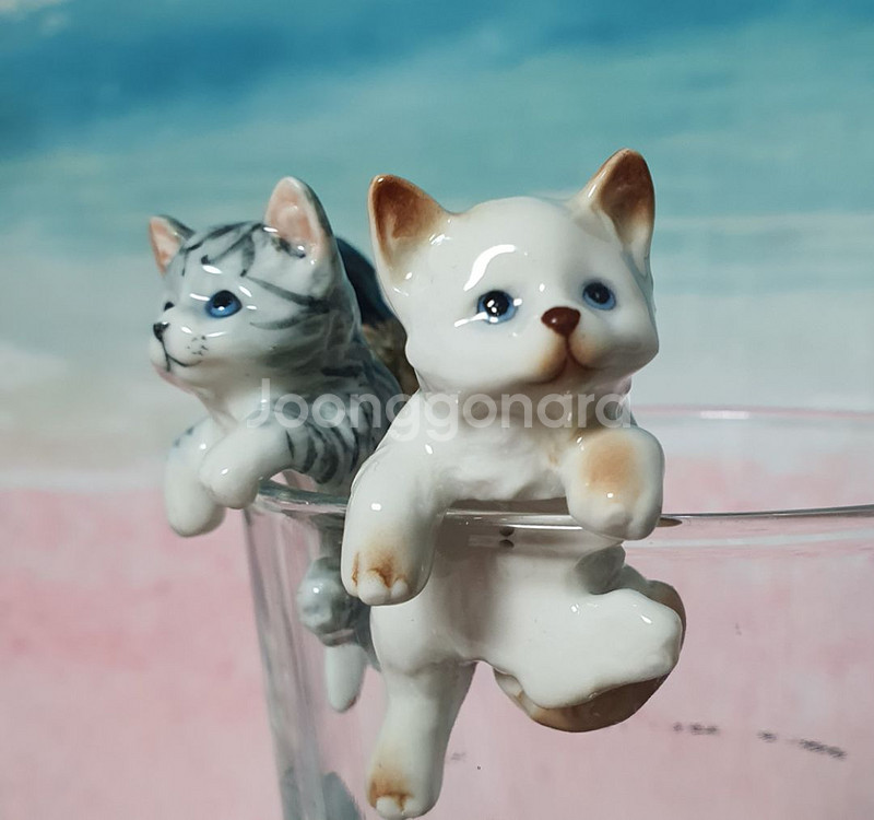 미니어처 도자기 고양이 (컵에 거는 도자기고양이)--1