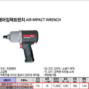 잉카솔랜드 에어임팩트렌치 IR-2135QTIMAX-AP