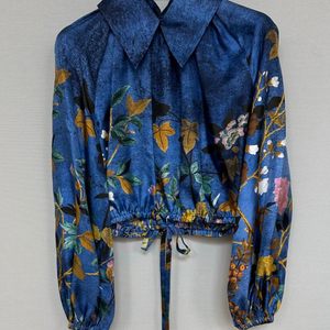 구찌 티엔 프린트 실크 트윌 탑 블라우스 (44)