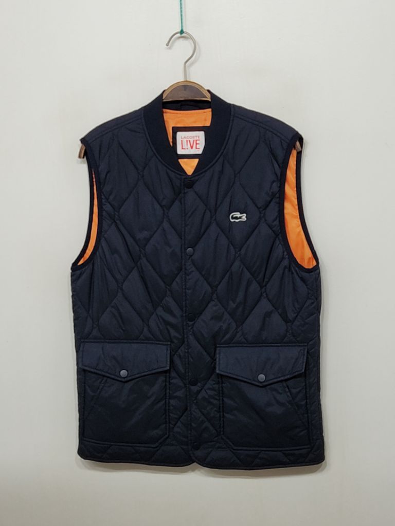 M) 라코스테 패딩조끼 진곤색 경량 로고 베스트 중고나라 안심되는