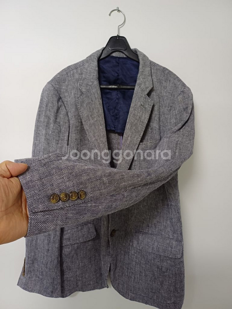 남성 스파오 면.린넨 헤링본 블레이져 (100)--3