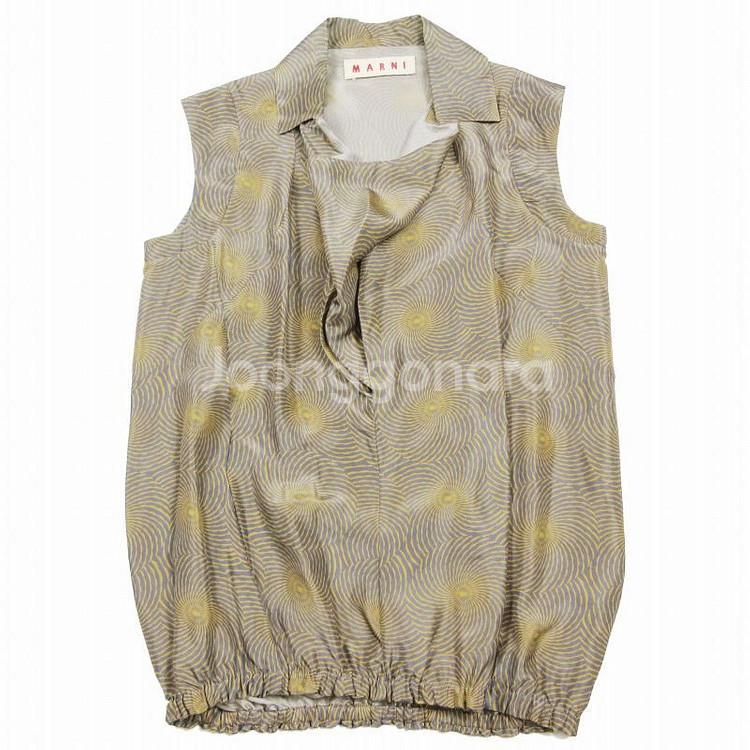 MARNI 마르니 추상써클패턴 실크 드레이프 블라우스--9