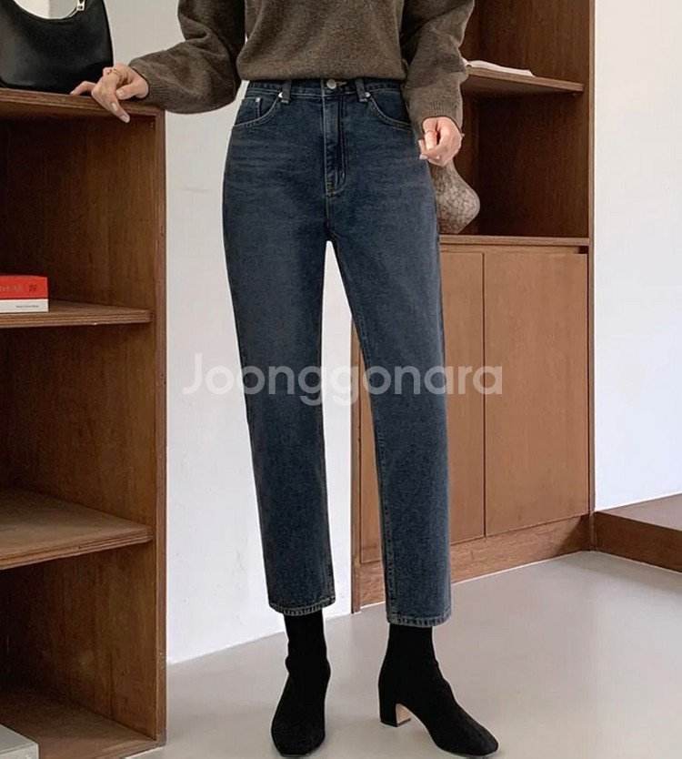 에드모어 기모 시크 중청 크롭 데님--1