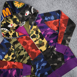 베이프 Bape 크레이지 믹스 샤크 후드집업 M