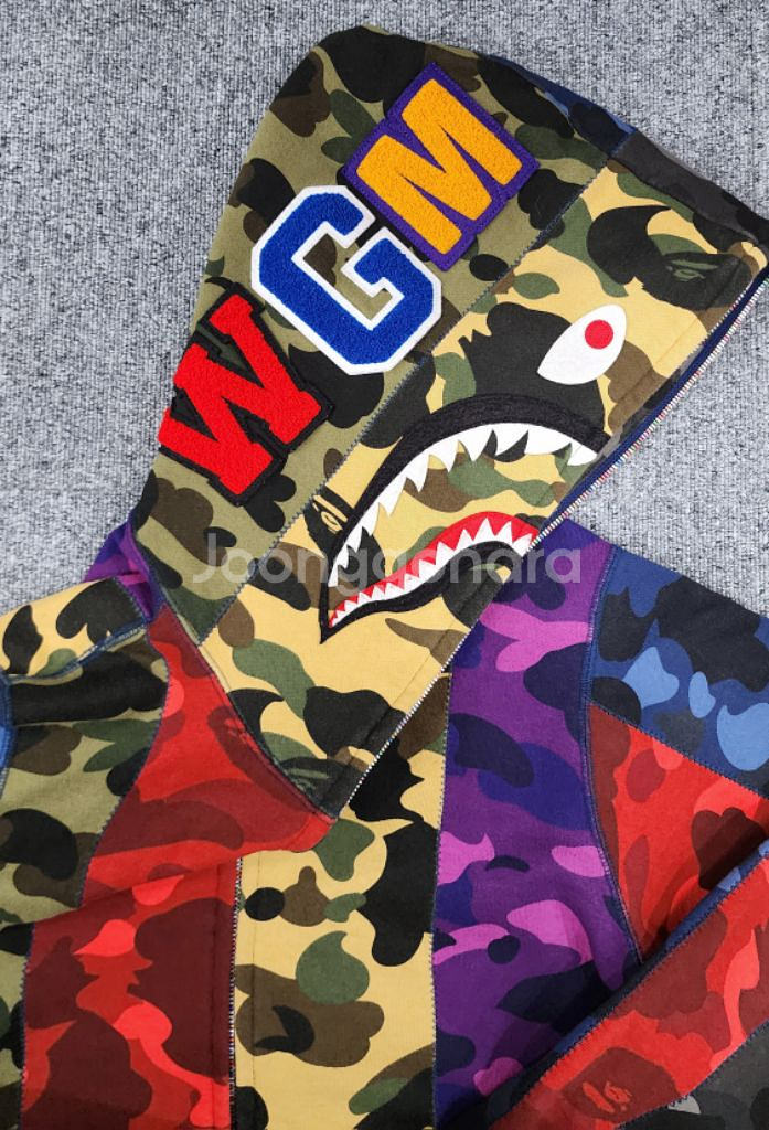 베이프 Bape 크레이지 믹스 샤크 후드집업 M--3
