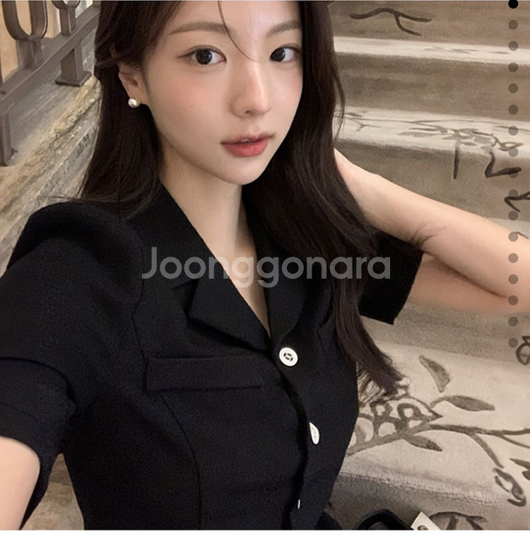 아뜨랑스 캘린 트위드 투피스(네이비)--2