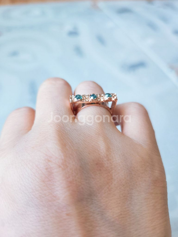 14k 로즈골드 그린 러프다이아 고퀄 반지--2