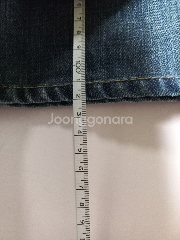 31)켈빈클라인 가죽패치 백화점판 워싱 일자청바지--9