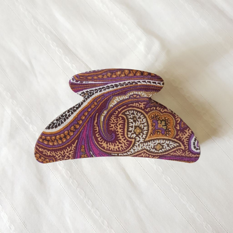 명품 ETRO 에트로 실크 페이즐리패턴 집게핀--1